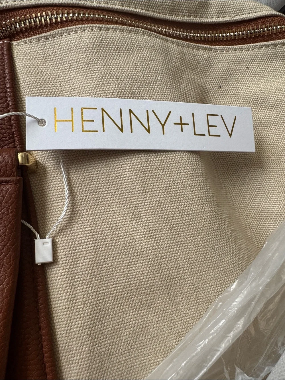 NWT HENNY + LEV Beige Canvas Tote with Brown Accents, Travel Bags, - Picture 4 of 10